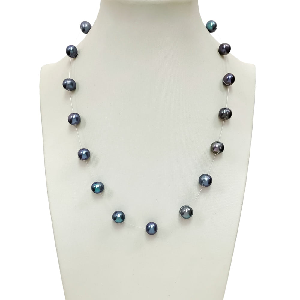 Floating Off Round Pearl Necklace