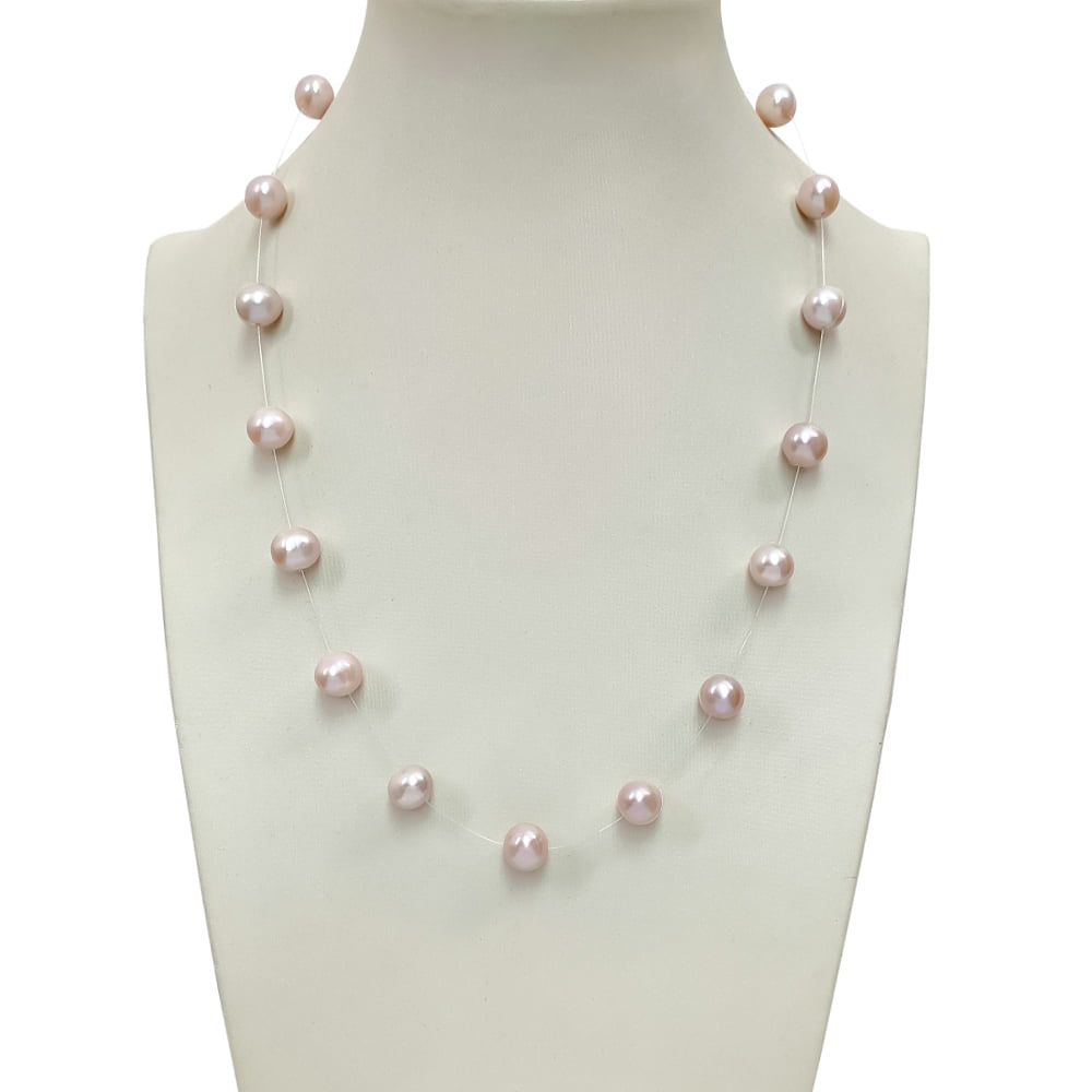 Floating Off Round Pearl Necklace