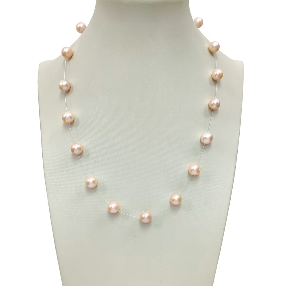 Floating Off Round Pearl Necklace