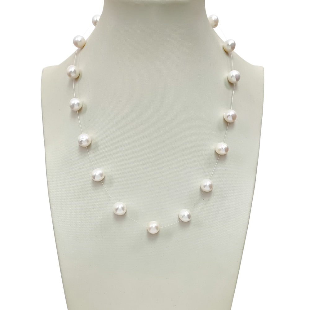 Floating Off Round Pearl Necklace