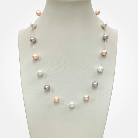 Floating Off Round Pearl Necklace