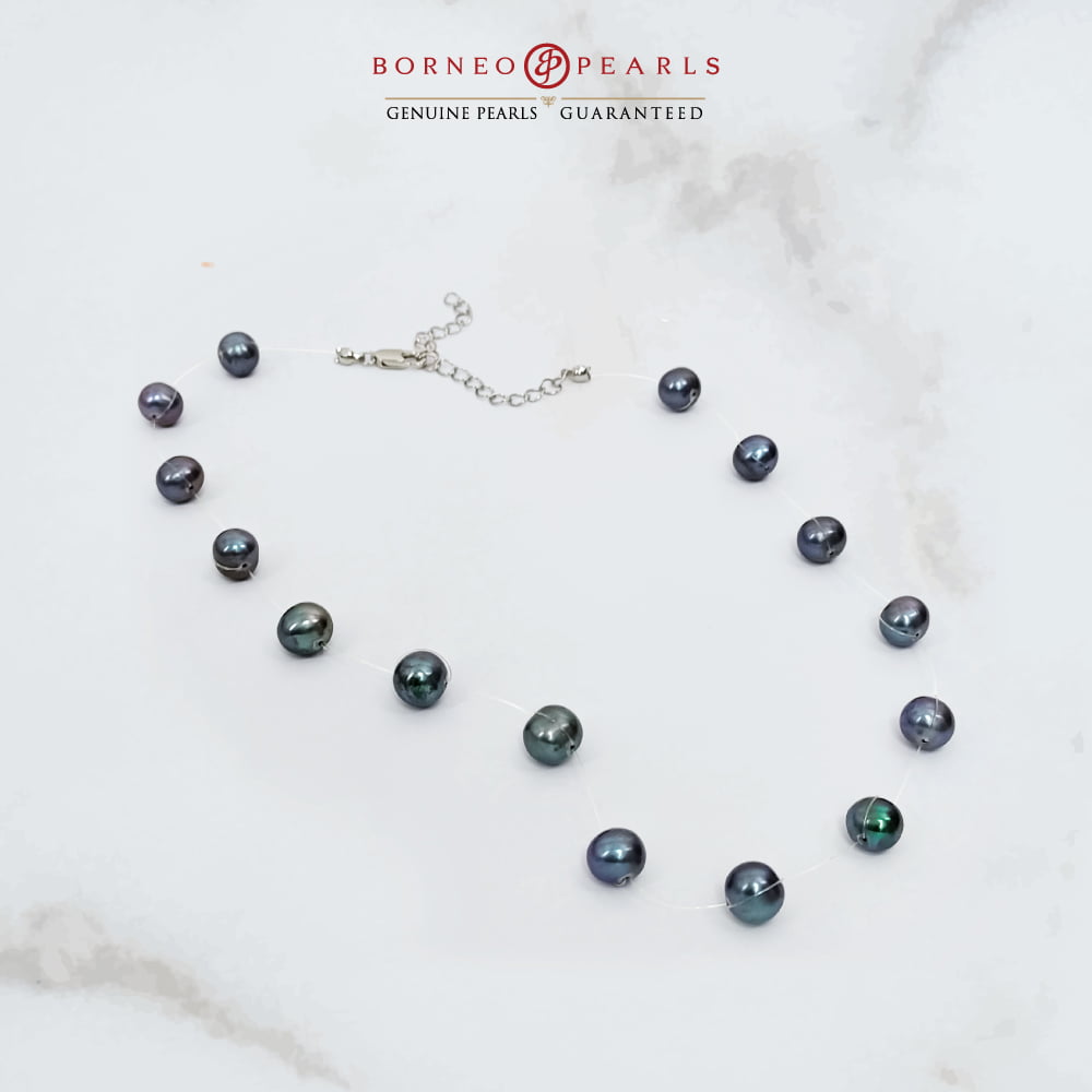 Floating Off Round Pearl Necklace