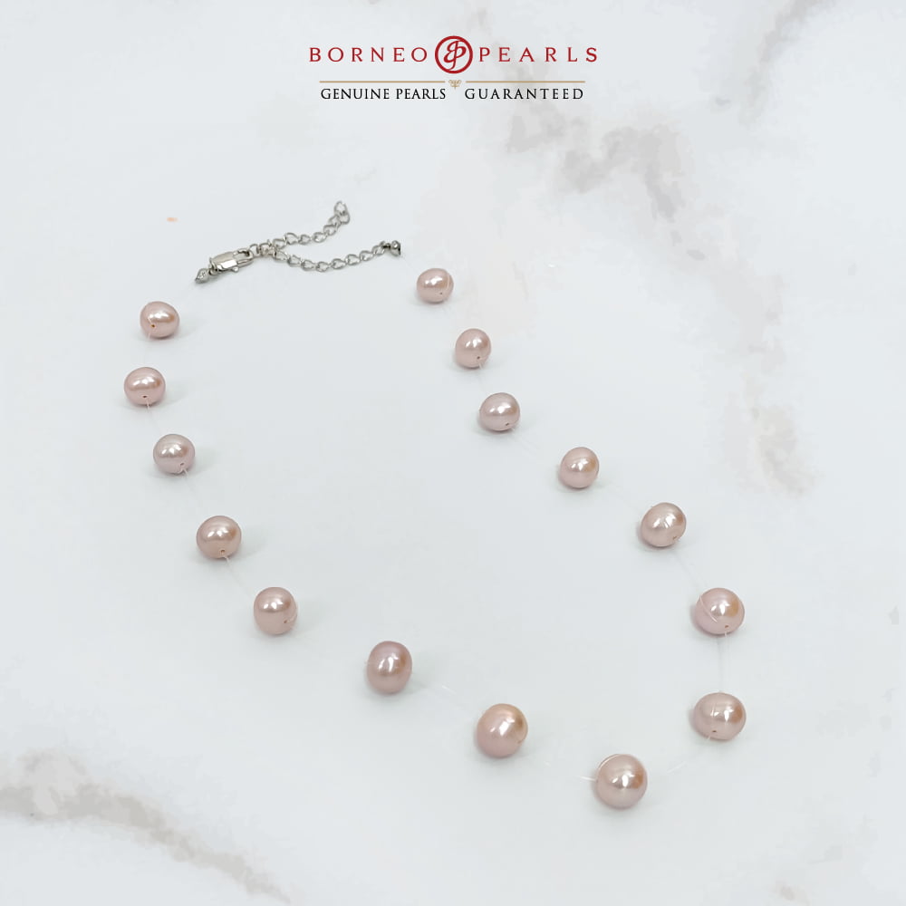 Floating Off Round Pearl Necklace