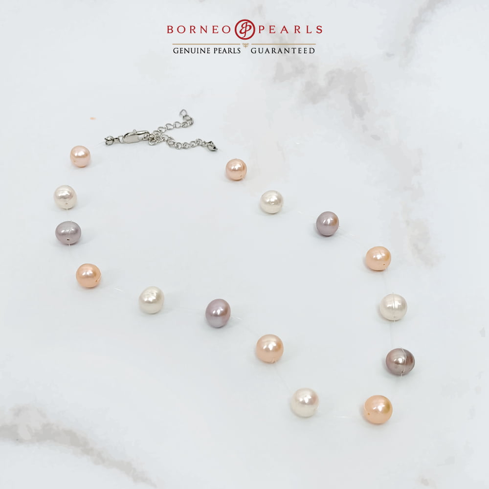 Floating Off Round Pearl Necklace