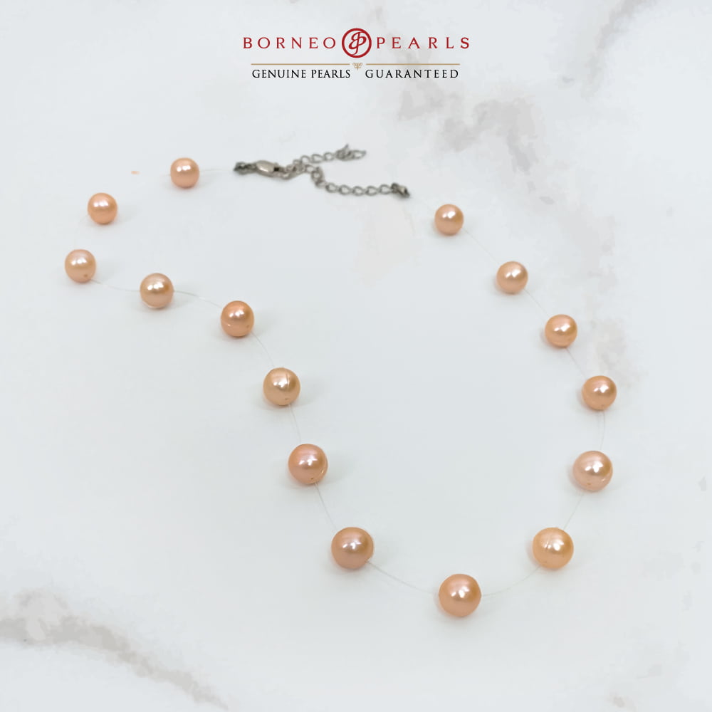 Floating Off Round Pearl Necklace