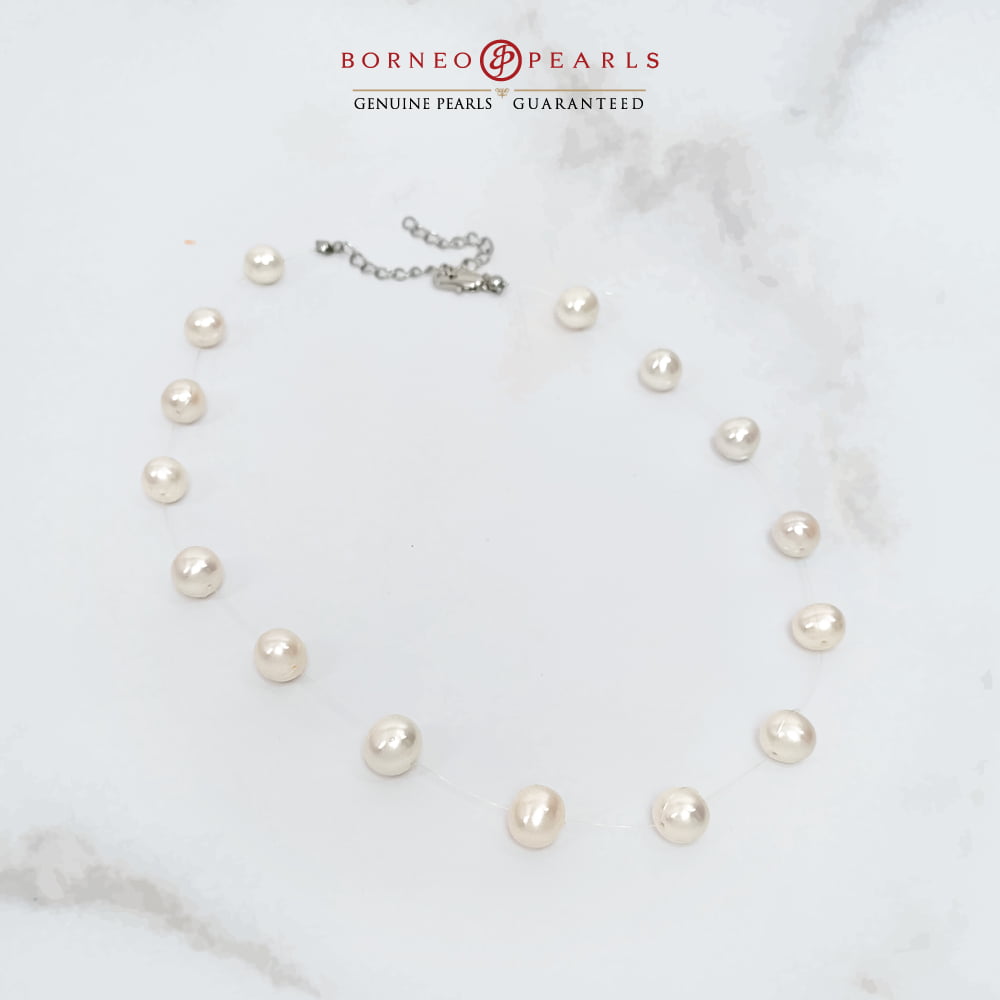 Floating Off Round Pearl Necklace