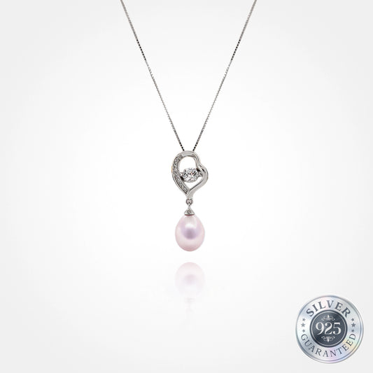925 Silver Dancing Crystal & Pearl Necklace