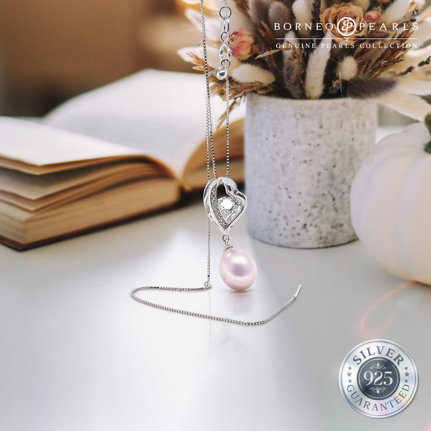 925 Silver Dancing Crystal & Pearl Necklace