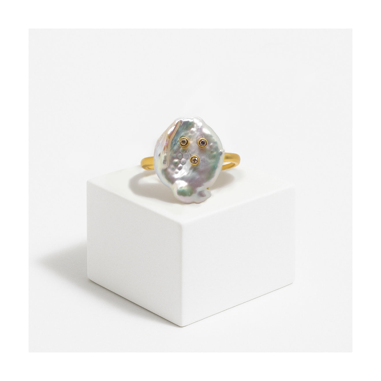 16-17mm Keshi Pearl Ring in 925 Silver