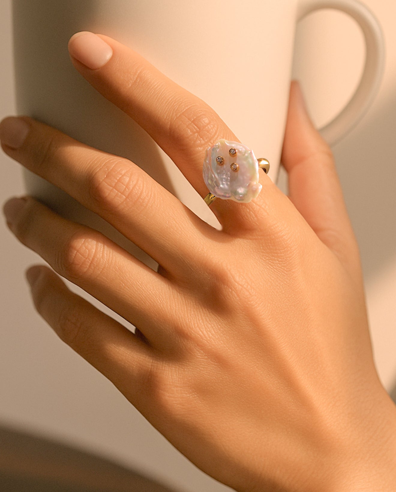 16-17mm Keshi Pearl Ring in 925 Silver