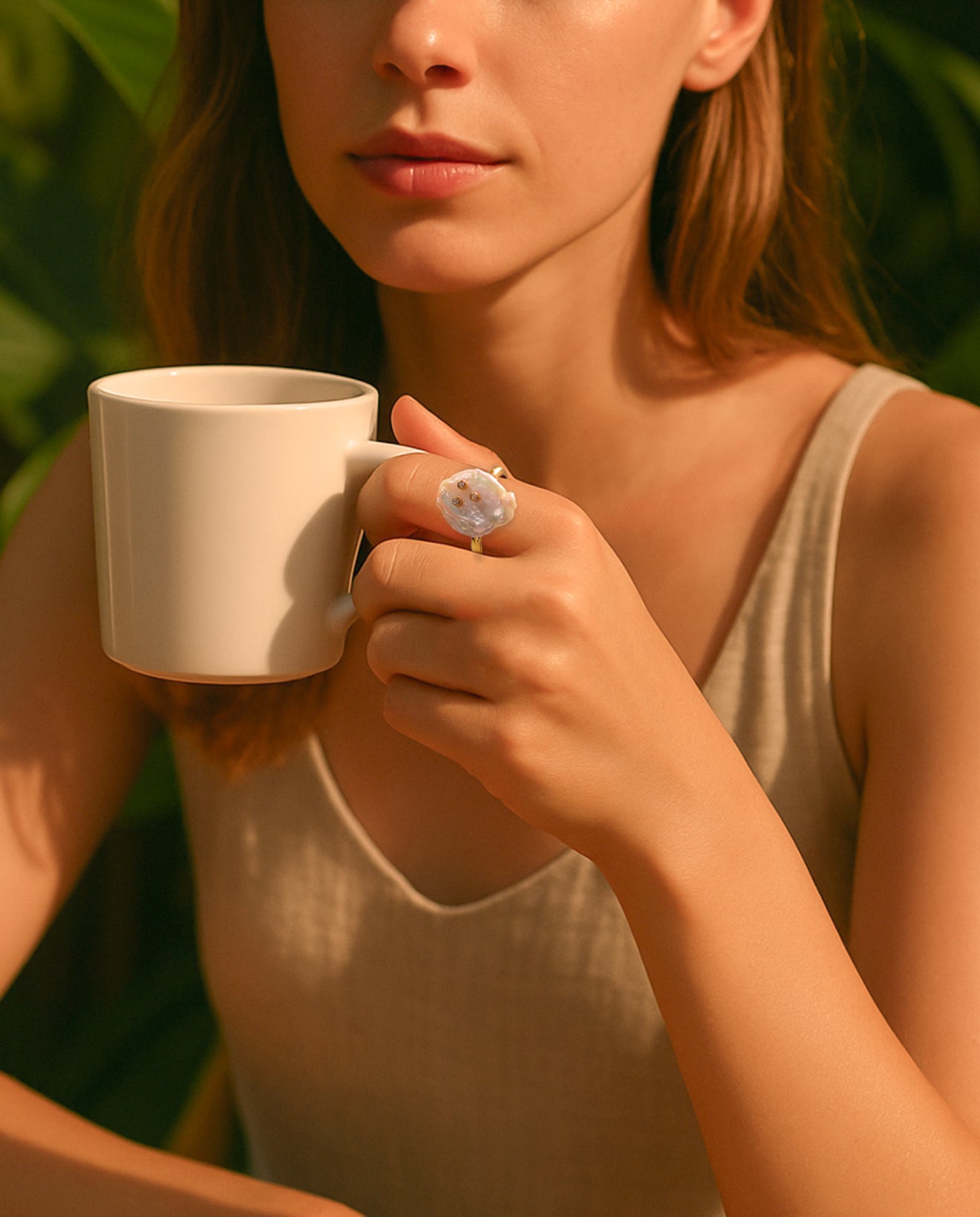 16-17mm Keshi Pearl Ring in 925 Silver