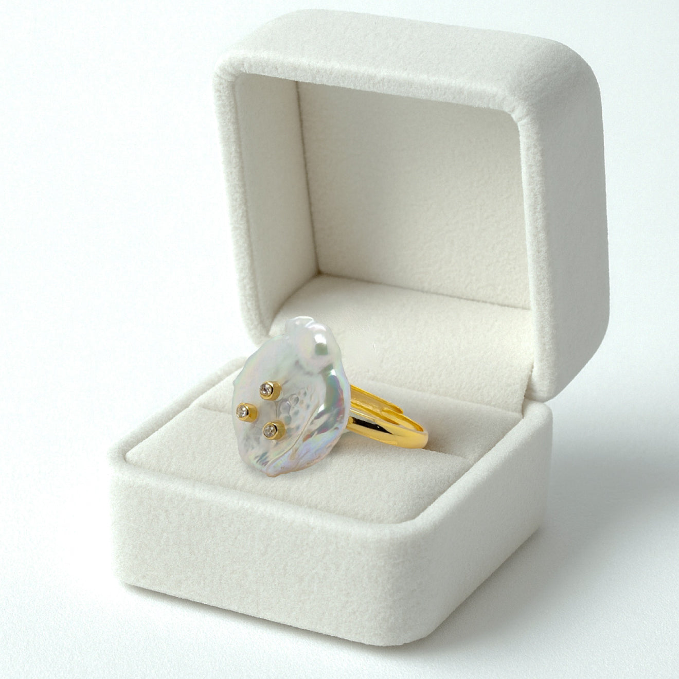16-17mm Keshi Pearl Ring in 925 Silver
