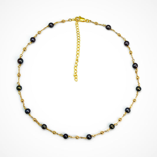 Midnight Muse Tin Cup Pearl Necklace