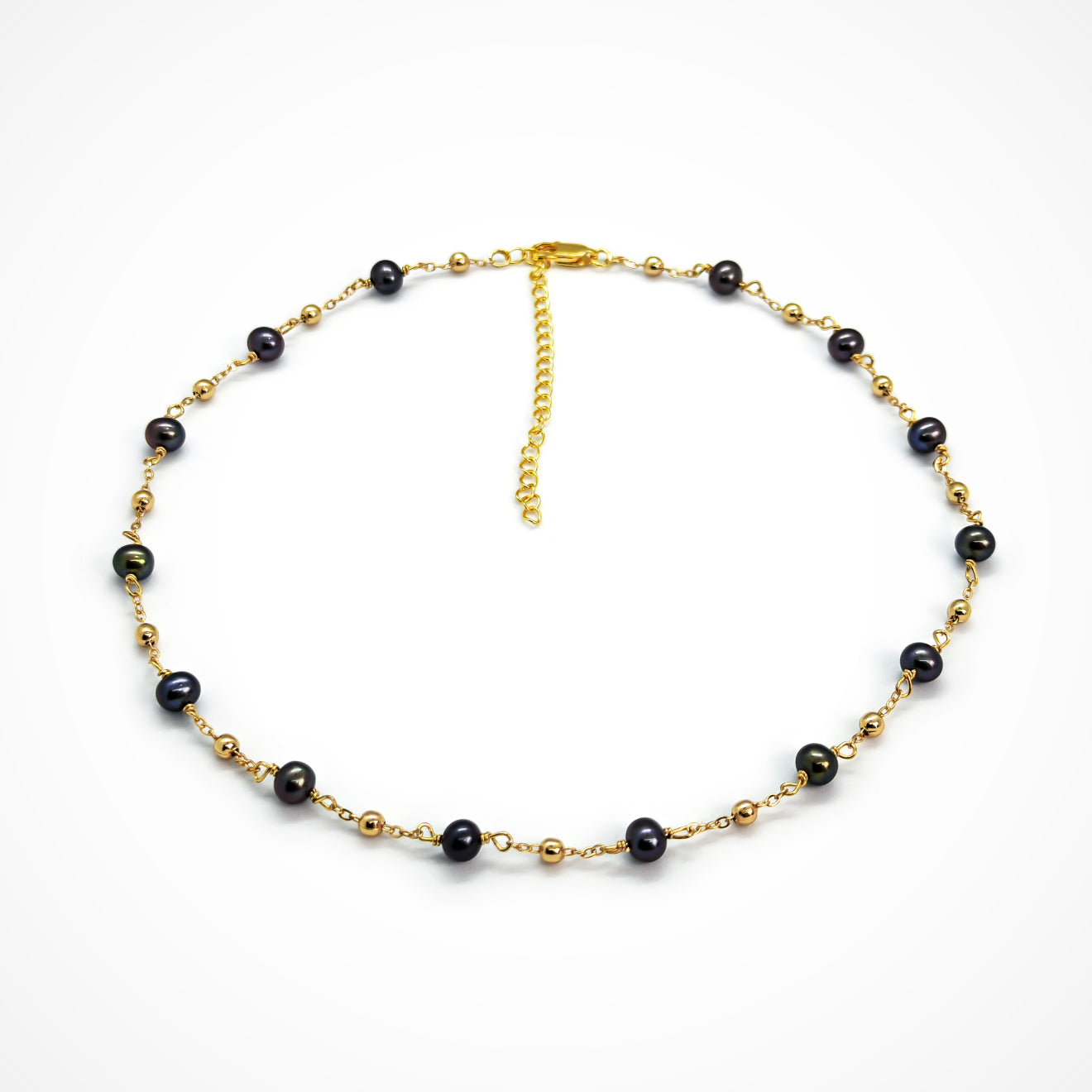 Midnight Muse Tin Cup Pearl Necklace