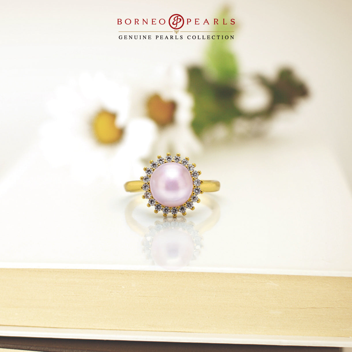 Sunburst Adjustable Pearl Ring