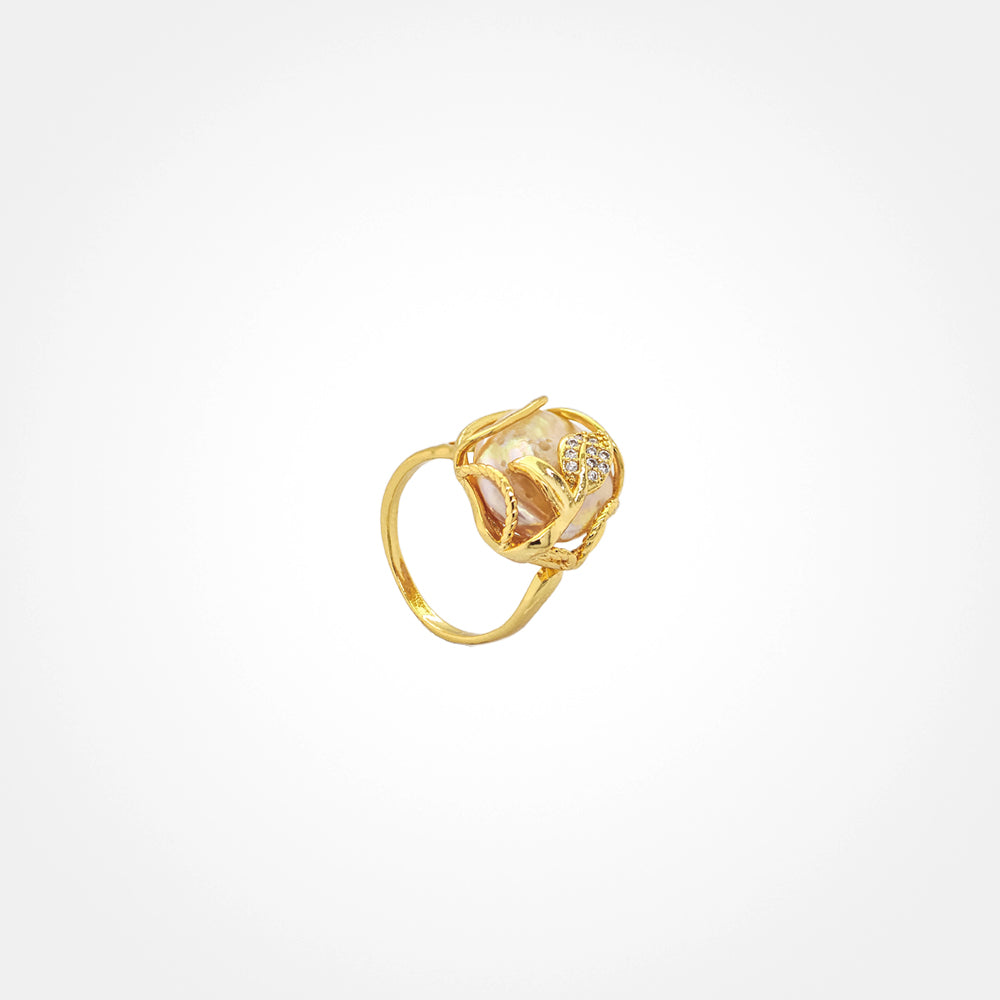 Biwa Gold Statement Adjustable Pearl Ring