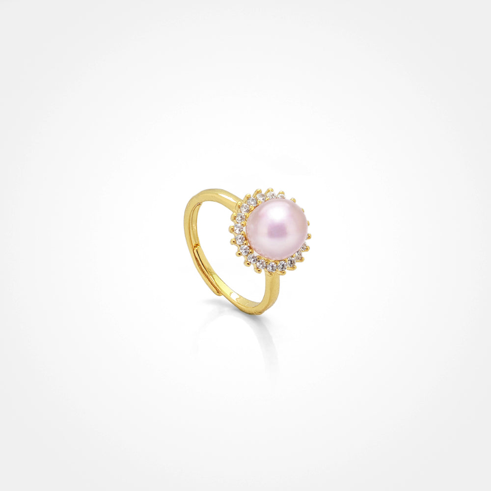 Sunburst Adjustable Pearl Ring
