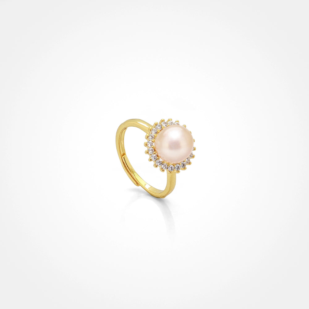 Sunburst Adjustable Pearl Ring