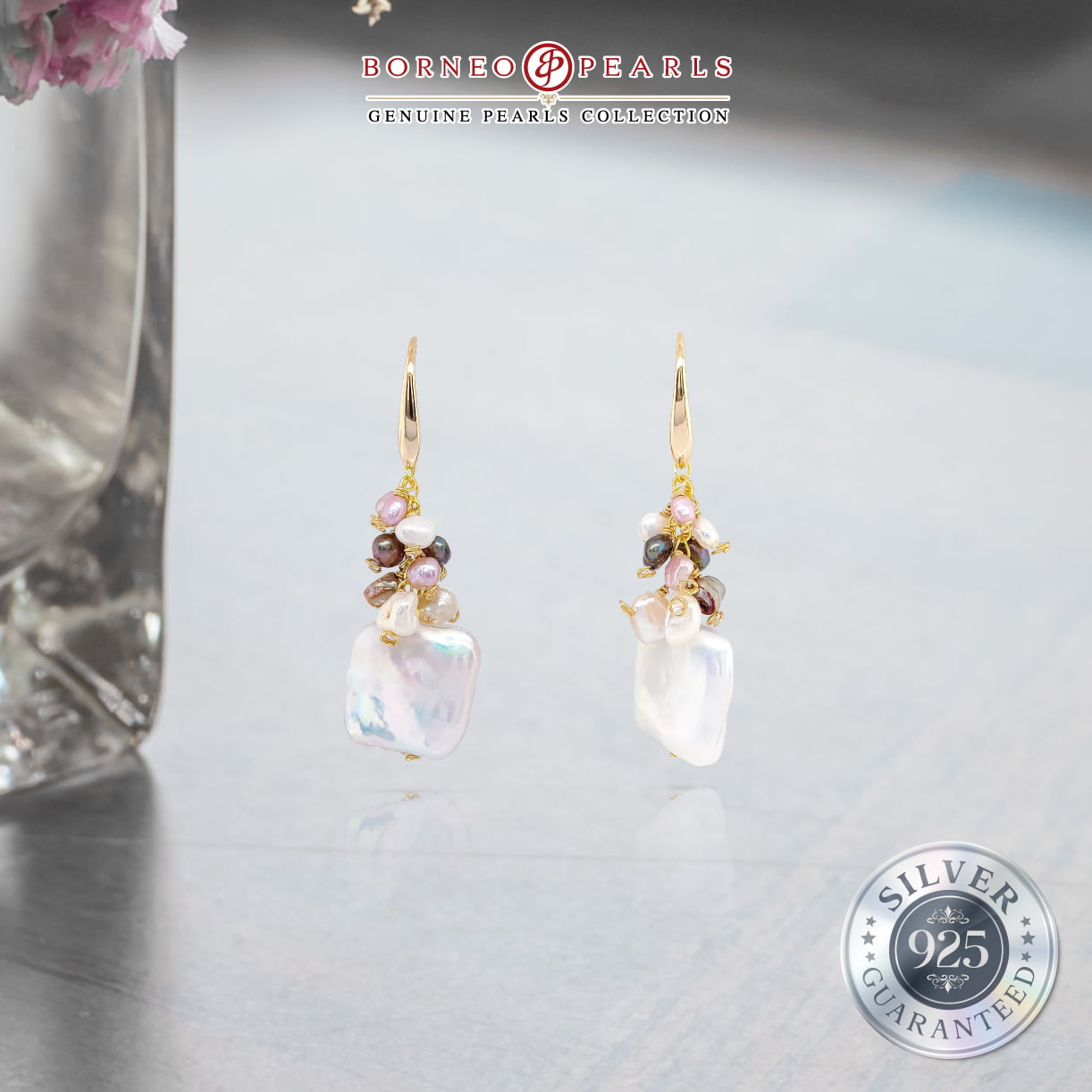 925 Silver Biwa Pearl Earring