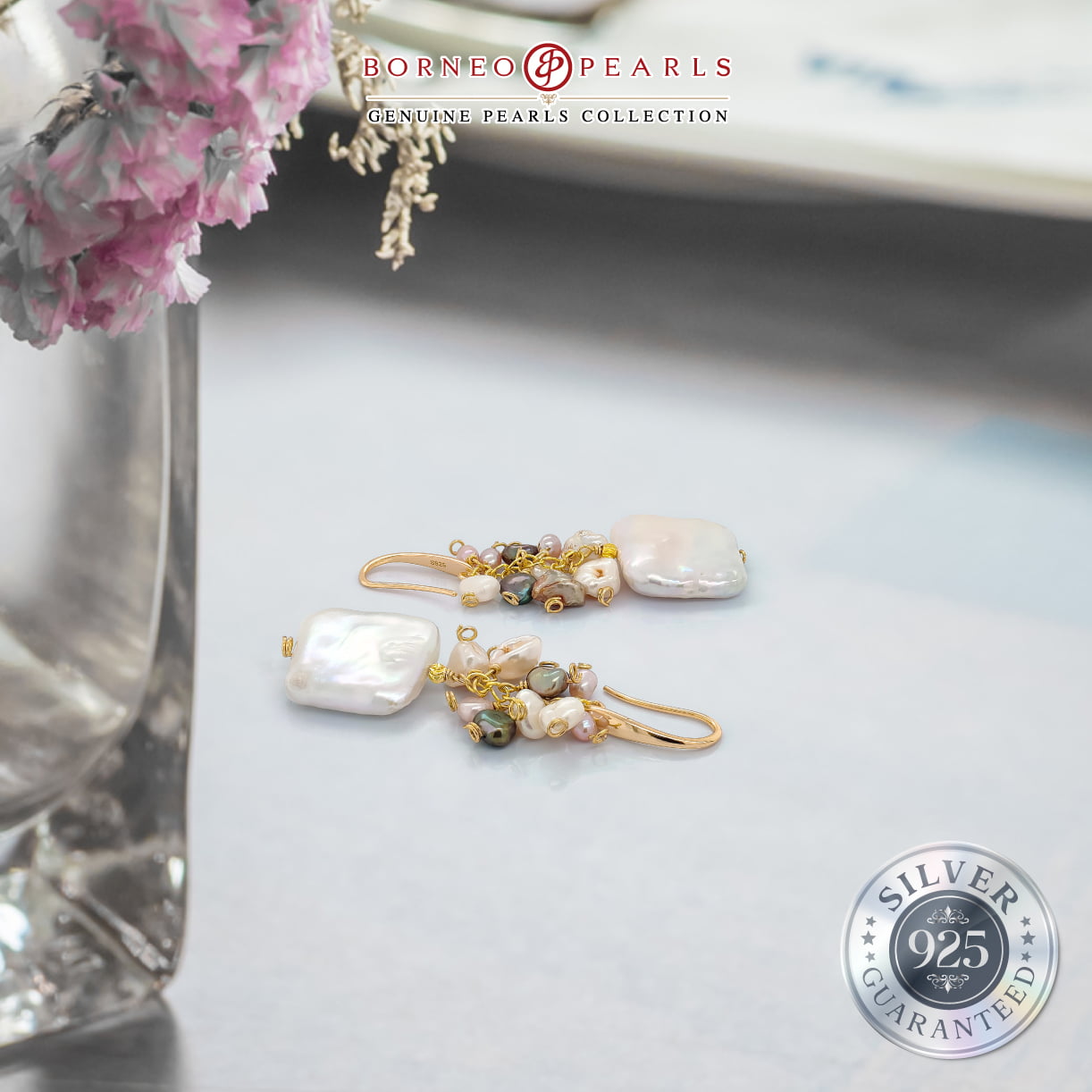 925 Silver Biwa Pearl Earring