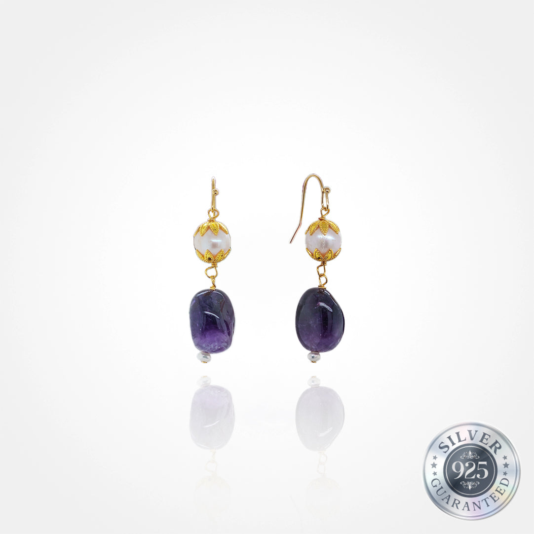 925 Silver Amethyst & Pearl Earring