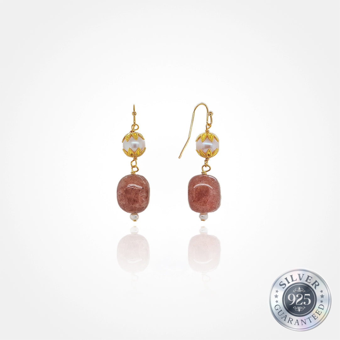 925 Silver Berry Quartz Pearl Earring