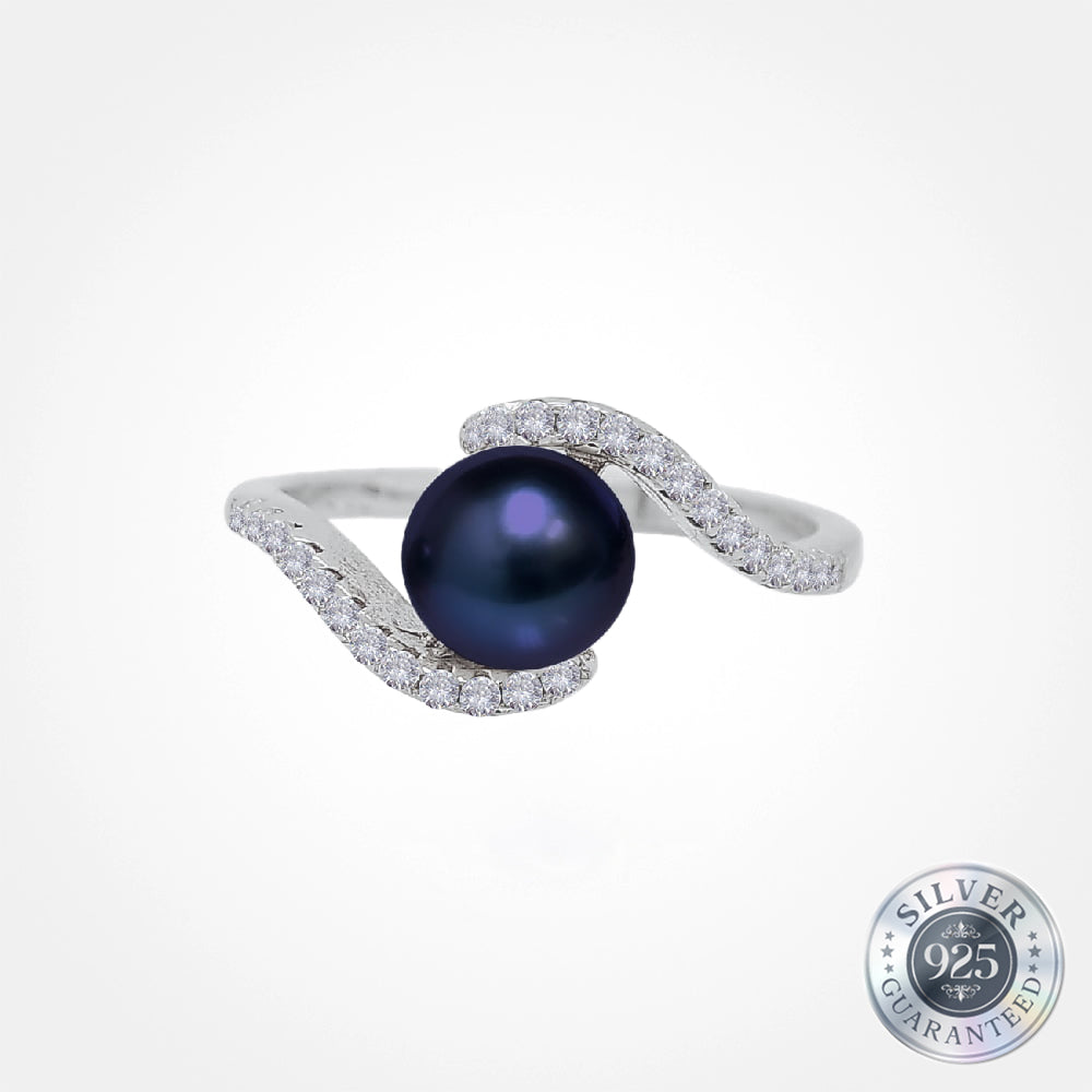 925 Silver Ribbon Pearl Ring