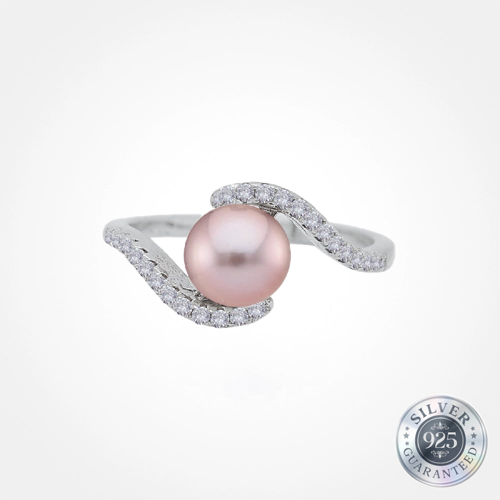 925 Silver Ribbon Pearl Ring