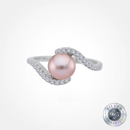925 Silver Ribbon Pearl Ring