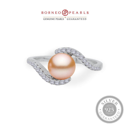 Ribbon Pearl Ring in 925 Silver