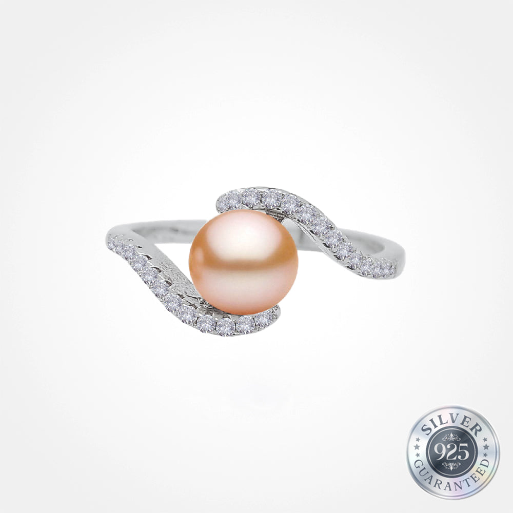 925 Silver Ribbon Pearl Ring