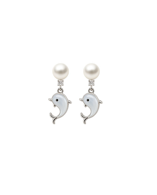 Dolphin & Pearl Earrings