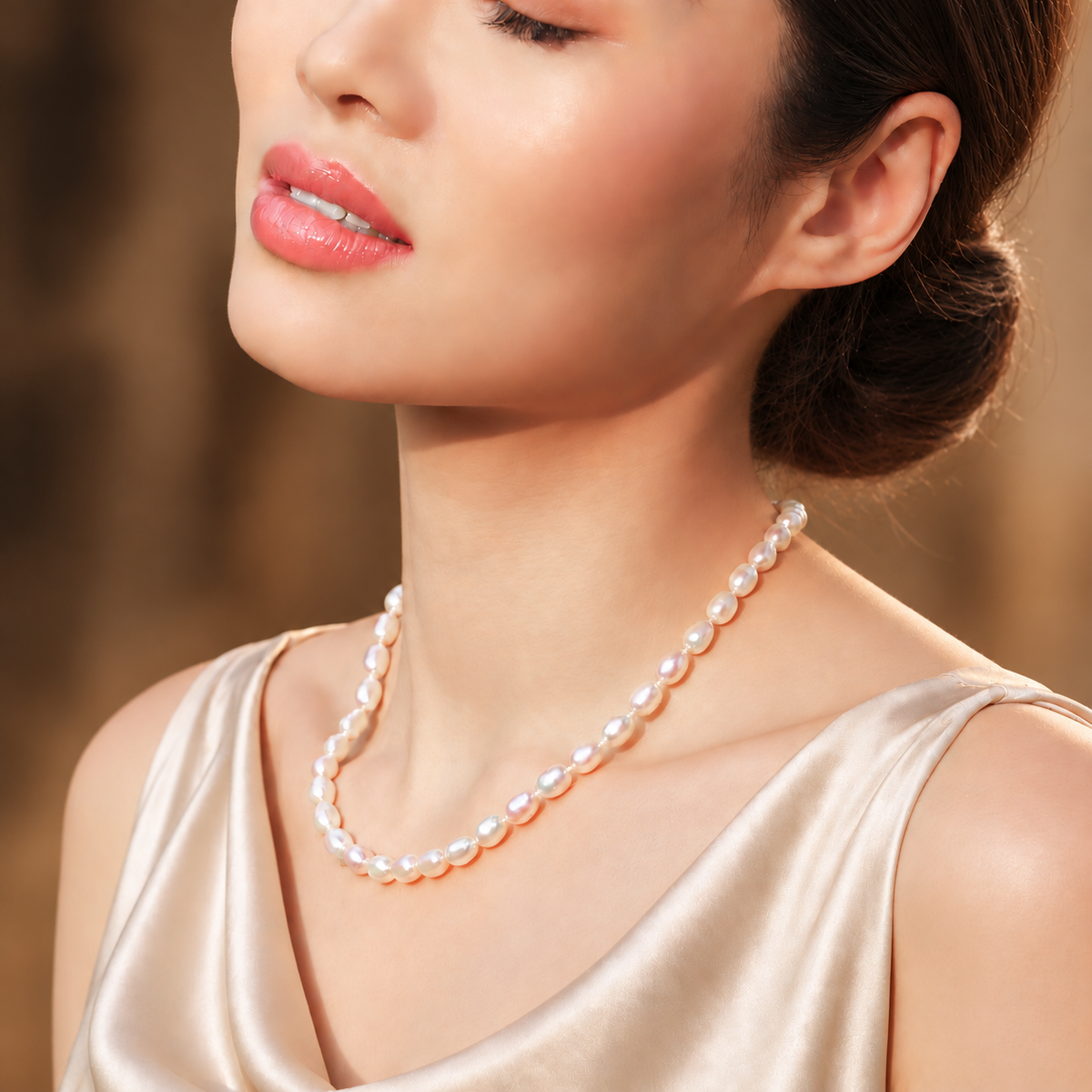 Classic White Rice Pearl Necklace 6–7mm