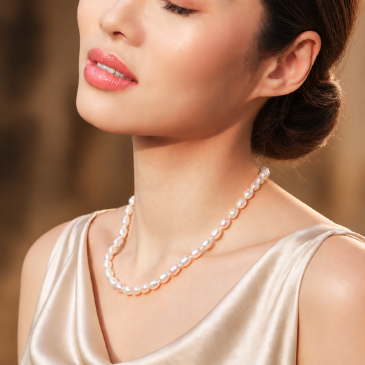 Classic White Rice Pearl Necklace 6–7mm