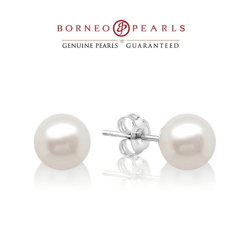 7-8MM Corn Pearl Stud Earring In White