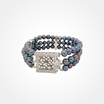 Three String Off Round Pearl Bracelet