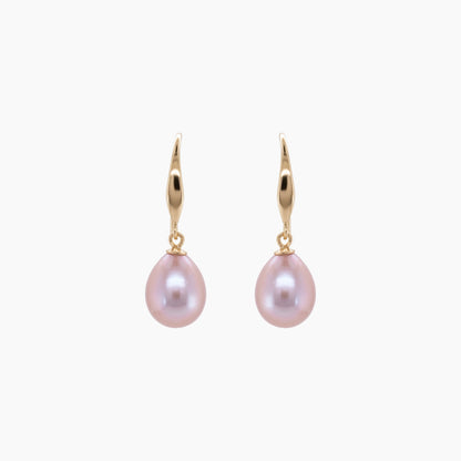 Classic Rice Pearl Drop Earrings 8–9mm with 925 Silver