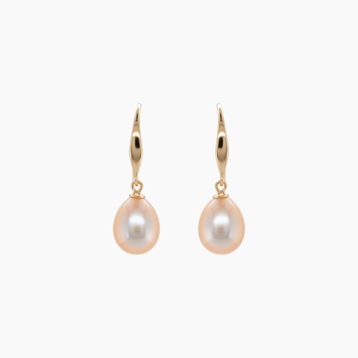Classic Rice Pearl Drop Earrings 8–9mm with 925 Silver