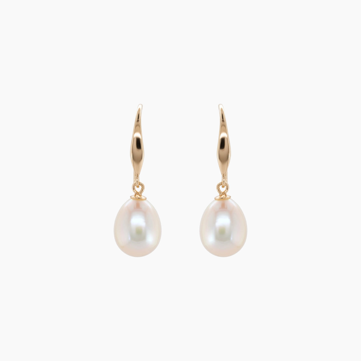 Classic Rice Pearl Drop Earrings 8–9mm with 925 Silver