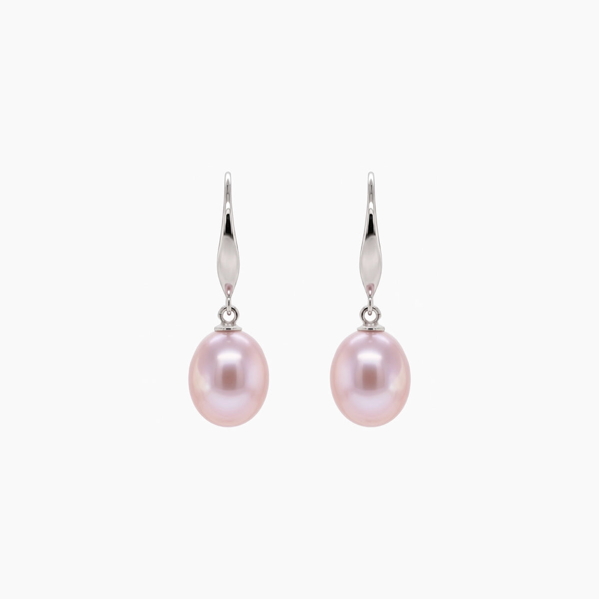 Classic Rice Pearl Drop Earrings 8–9mm with 925 Silver