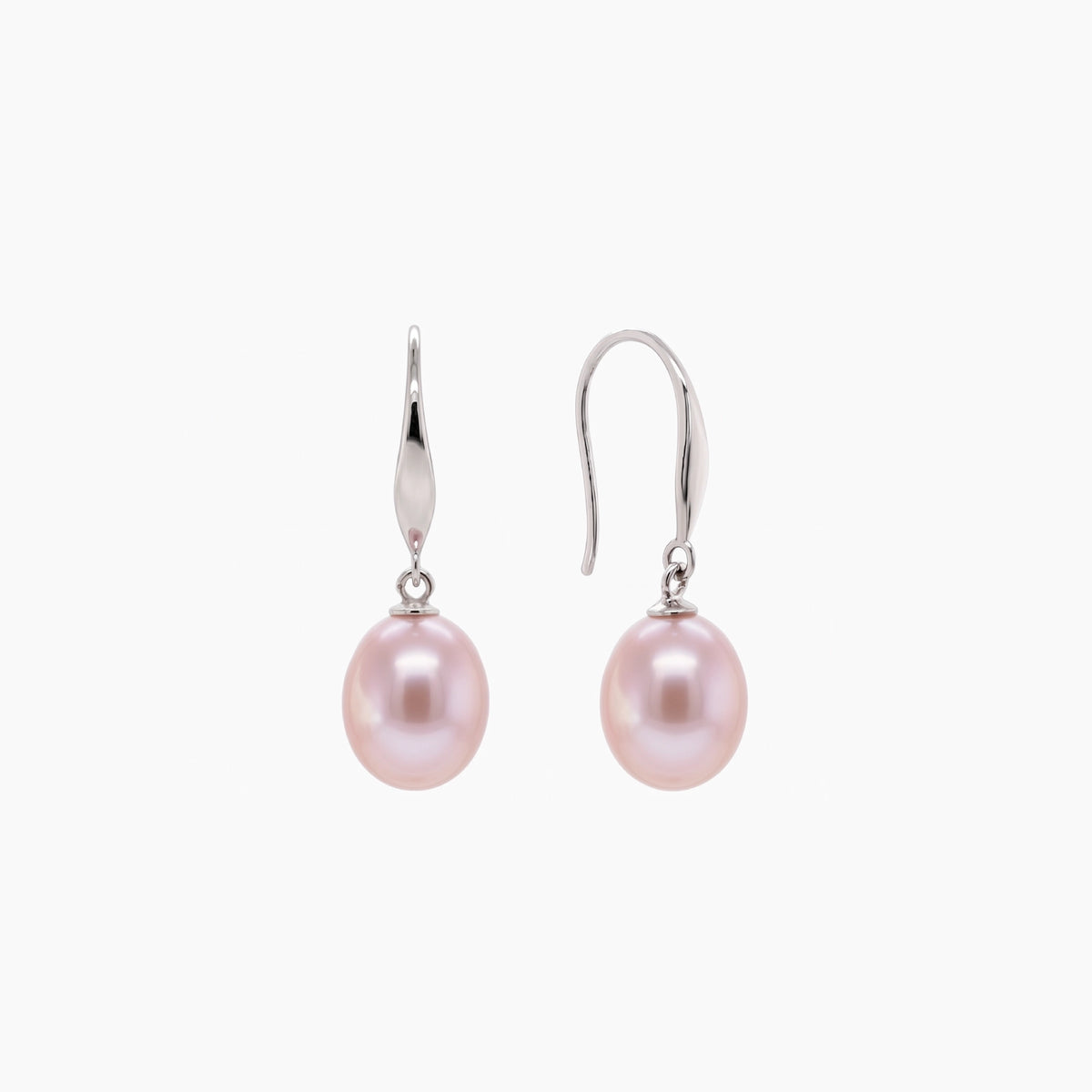 Classic Rice Pearl Drop Earrings 8–9mm with 925 Silver