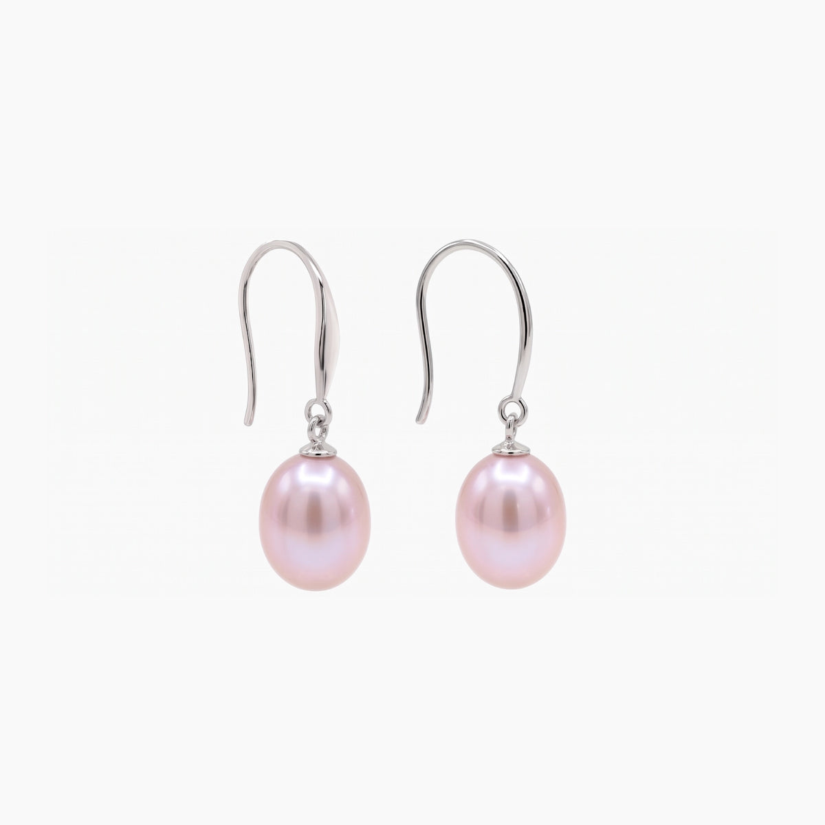 Classic Rice Pearl Drop Earrings 8–9mm with 925 Silver