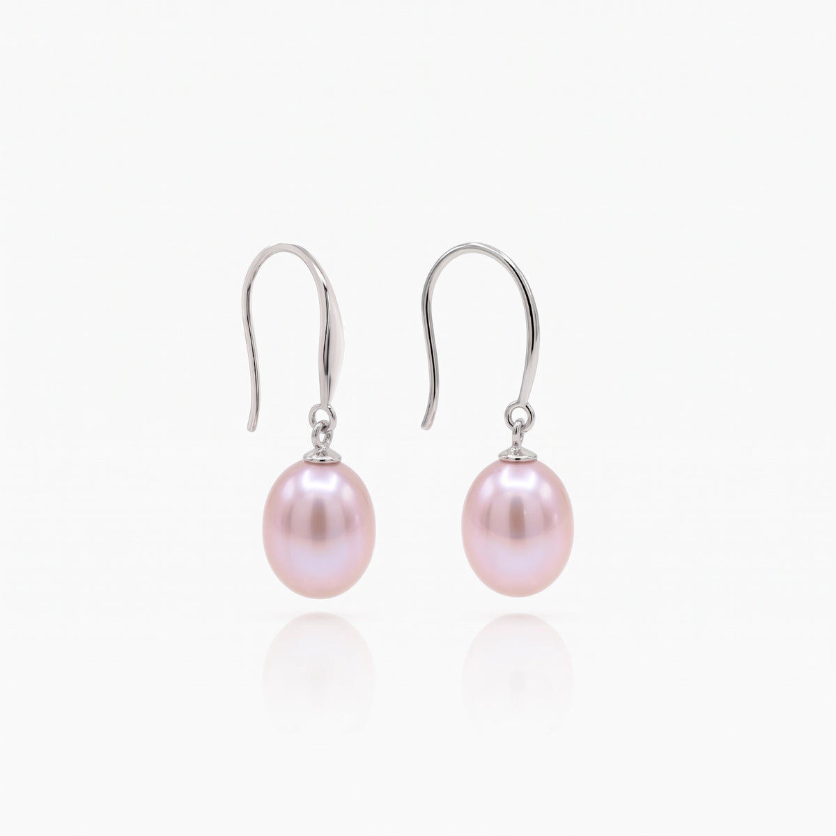 Classic Rice Pearl Drop Earrings 8–9mm with 925 Silver