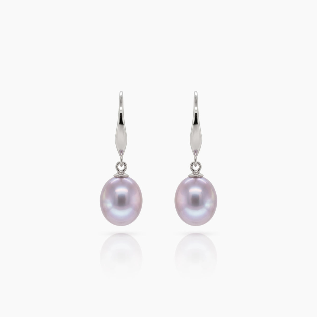 Classic Rice Pearl Drop Earrings 8–9mm with 925 Silver