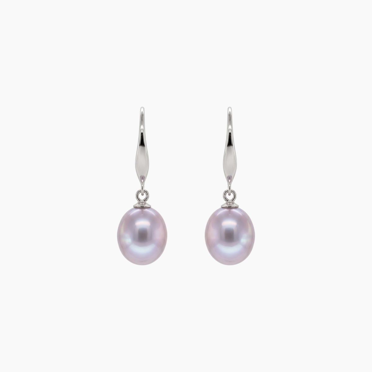 Classic Rice Pearl Drop Earrings 8–9mm with 925 Silver