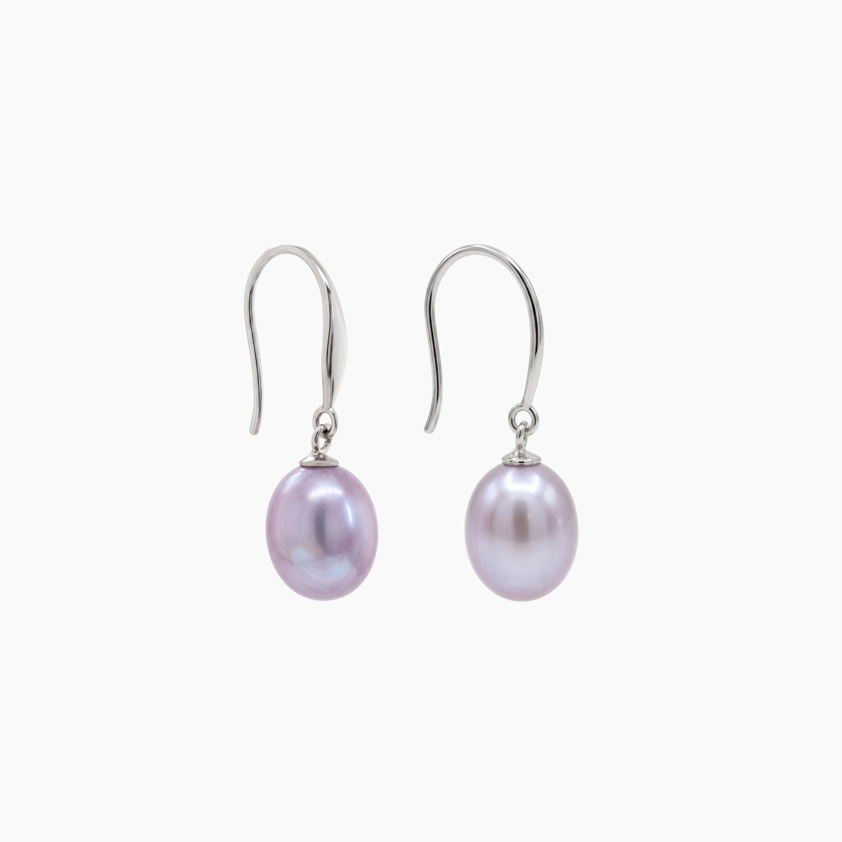 Classic Rice Pearl Drop Earrings 8–9mm with 925 Silver