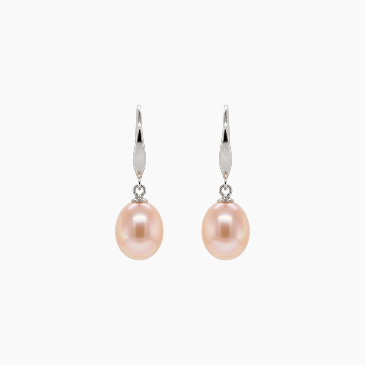 Classic Rice Pearl Drop Earrings 8–9mm with 925 Silver