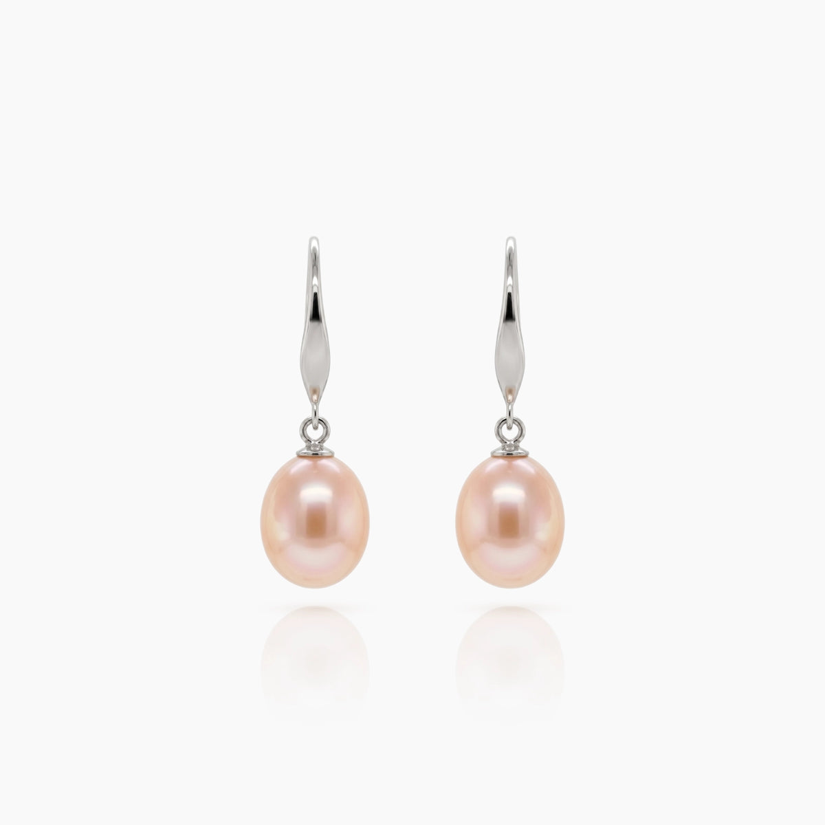 Classic Rice Pearl Drop Earrings 8–9mm with 925 Silver