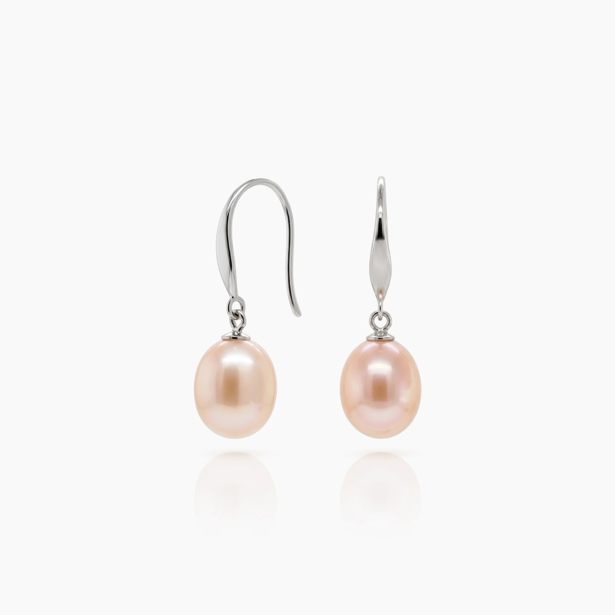 Classic Rice Pearl Drop Earrings 8–9mm with 925 Silver