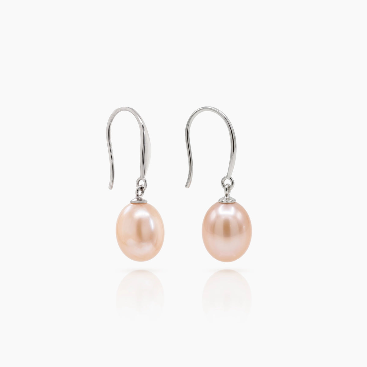 Classic Rice Pearl Drop Earrings 8–9mm with 925 Silver